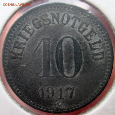 Нотгельды Германии. Обзорная тема. - 10 пф.1917г Фюрт