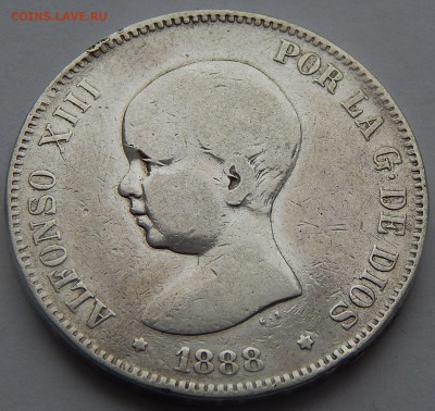 Испания 5 песет 1888, до 15.09.15 в 22:00 МСК - 4418