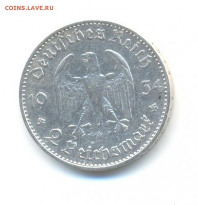 Ag. 3-й рейх 2 марки 1934 А. подписная . до 14.09 22:00 - 5