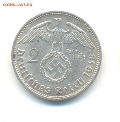 Ag. 3-й рейх 2 марки 1938 А. XF . до 14.09 22:00 - 7