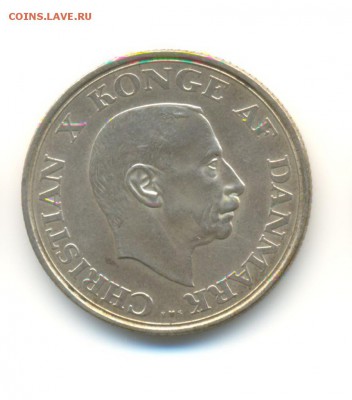 Ag. Дания 2 кроны 1937. 25 лет. UNC. до 14.09 22:00 - 2