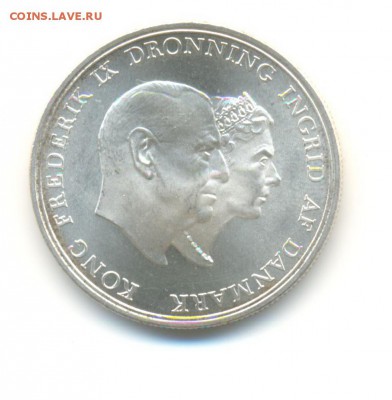 Ag. Дания 5 крон 1960. серебряный юбилей. UNC. до 14.09 22:0 - 7