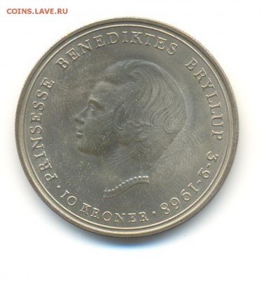 Ag. Дания 10 крон 1968. свадьба Бенедикты. UNC. до 14.09 22: - 9