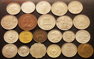 53 разные зарубежные монеты (см. описание); до 14.09_22.20мс - 2