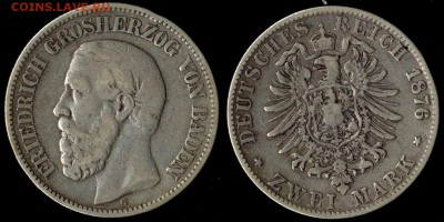 2 марки 1876  Баден до 20.09.15 в 22.00 МСК - 1876