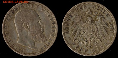 5 марок 1901 Вюрттемберг до 21.09.15г 22.00 МСК - 1901