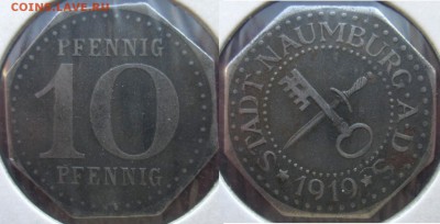 Нотгельды Германии. Обзорная тема. - 10 пф.1919г. Наумбург2