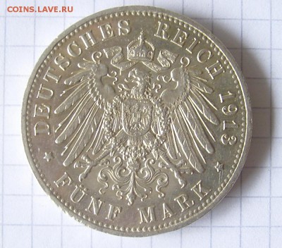 5 марок Пруссия (в мундире) 1913 с рубля до 20.09.15 22-00 - 5м.