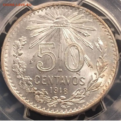 1918 Мексика 50 Centavo MS-63 - 2222