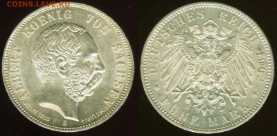 5 марок Саксония 1902 на смерть  до 23.09.15 22:00 мск - 1902 на смерть