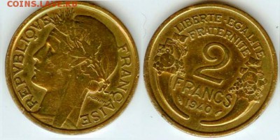 Франция 2 франка 1940 до 21.00 мск 25.09.2015 - Франция-2 франка 1940г