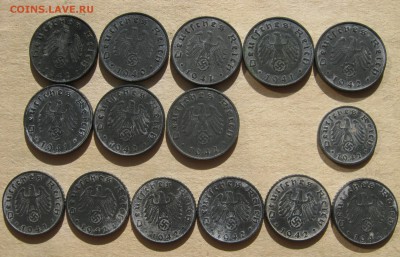 3 рейх 15 монет. 1,5,10 пфеннигов 1940-42 гг. ЦИНК. ХОРОШИЕ. - 003.JPG