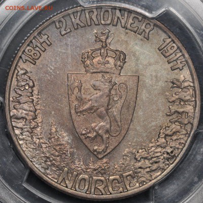 Норвегия, 2 Кроны 1914 г., MS-63 на оценку - 6.JPG