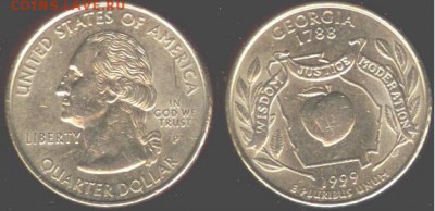 США- 25 центов- 1999г.- GEORGIA- P, 21.00 мск 28.09.15 - США- 25 центов- 1999г.- GEORGIA- P
