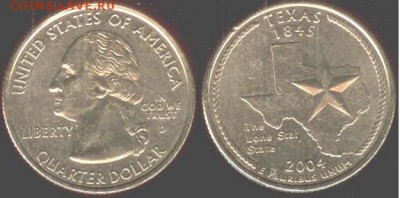 США-25 центов -2004 - TEXAS- D, 21.00 мск 28.09.15 - США-25 центов -2004 - TEXAS- D