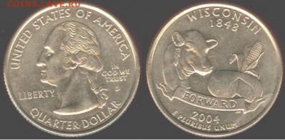 США-25 центов -2004 - WISСONSIN -D, 21.00 мск 28.09.15 - США-25 центов -2004 - WISСONSIN -D