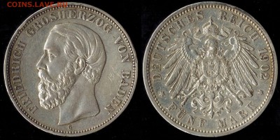 5 марок 1902  Баден  редкий до 28.09.15 г 22.00 мск - 1902-1