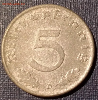 III РЕЙХ 5 рейхспфеннигов 1947 D цинк, оккупация - 20150923_201912