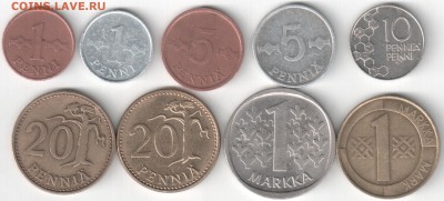 Финляндия, 9 монет 1964-94 гг., до 27.09.15_22:00 - 1