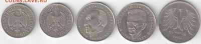 ФРГ, 5 монет: 1,2,5 марок 1969-90 г., до 27.09.15_22:00 - 2-