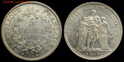 5 лир 1874г. и 5 франков 1875г. - 5франков1875_1