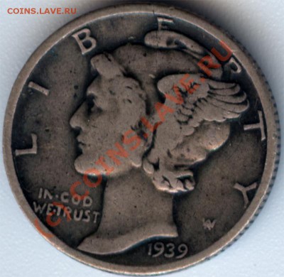 ONE DIME 1939 год США, серебро,до 27 августа 13.00 - 1939_1