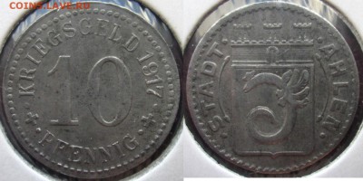Нотгельды Германии. Обзорная тема. - 10 пф.1917г. Ален