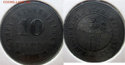 Нотгельды Германии. Обзорная тема. - 10 пф.1918г. Вайсенфельс