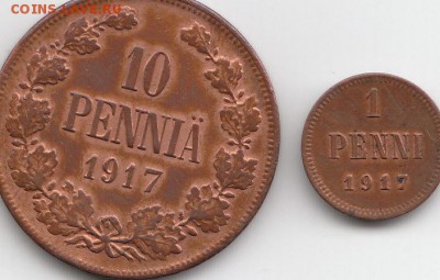 1 и 10 пенни 1917год.UNC..03.10.2015мск.22ч.00м.мск - фин.1