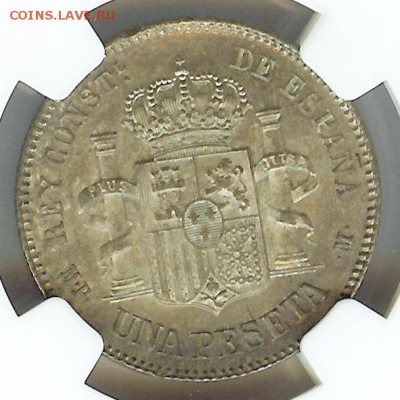 Испания, 1 Песета 1889 г., MS-64 NGC - 44