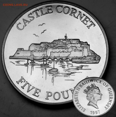 Монеты с Корабликами - Гернси 5 фунтов 1997 Замок Корнет (Castle Cornet).JPG