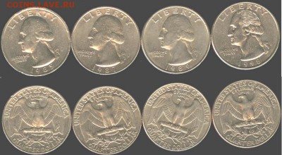 США- 25 центов- D-4 шт. до 21.00 мск 09.10.2015 - США-25 центов - D