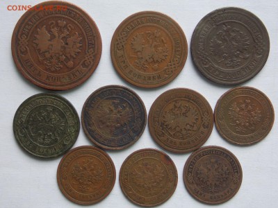 лот 5,3,2,1 коп 1879г.-1915г.(10шт.) 05.10.15. в 22.00. мск - лот меди1