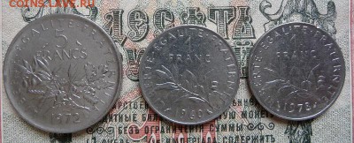 Франки 1 -1960,  1- 1978, 5 - 1972. - 22