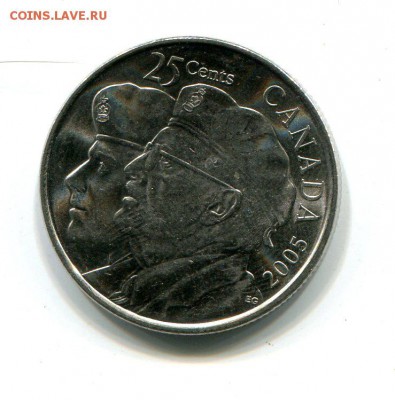 Канада 25 центов 2005 года. Ветераны. до 9.10.в22:00 с рубля - img579