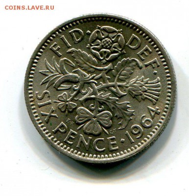 Англия 6 пенсов 1964 в блеске до 9.10. с рубля - img614