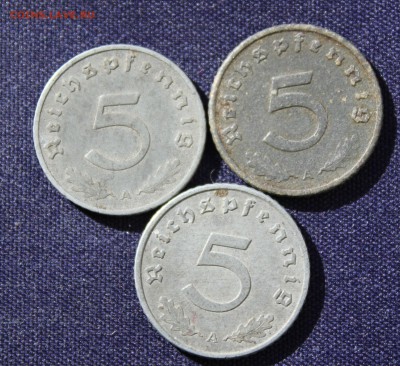 С 1 руб.РЕЙХ 5 пфеннигов 1940,1941,1942г.г."А"до 13.10. в 22 - IMG_8083.JPG