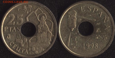 ЮБИЛЕЙКА ИСПАНИИ 25 песет 1998 Сеута до 22:00мск 14.10.15 - Испания 25 песет 1998 Сеута
