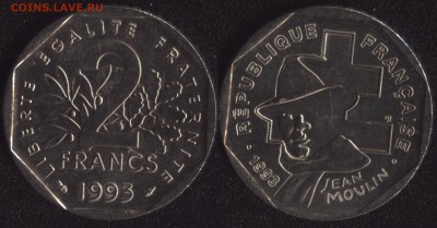 Франция 2 франка 1993 Жан Мулин до 22:00мск 15.10.15 - 2-1993