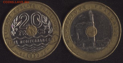 Франция 20 франков 1993 Игры ... ТРИМЕТАЛЛ до 22:00мск 15.10 - 20-1993