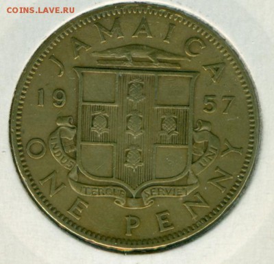 Британская Ямайка 1 пенни 1957 г. до 12.10 22-00 - Ямайка Елизавета 4 1
