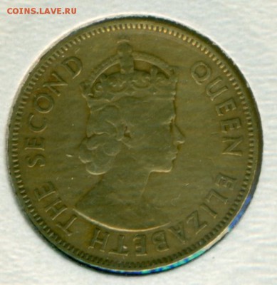 Британская Ямайка 1 пенни 1957 г. до 12.10 22-00 - Ямайка Елизавета 5 1
