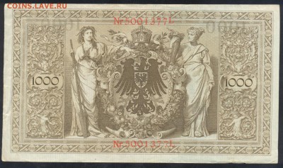 Германия 1000  марок 1910 г. 15.10.15 г. 22 -00 МСК. - 1000 м. 1910 1