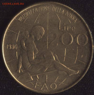 Италия 200 лир 1980 ФАО до 22:00мск 16.10.15 - Италия 200 лир 1980 ФАО -1