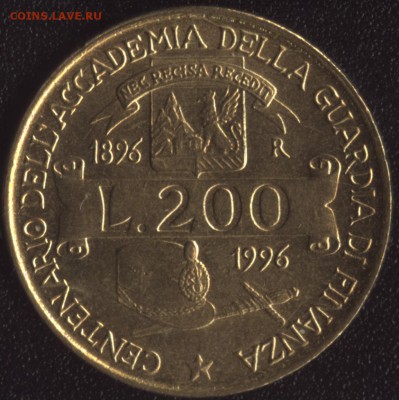 Италия 200 лир 1996 Академия Финансов до 22:00мск 16.10.15 - Италия 200 лир 1996 Академия Финансов -1
