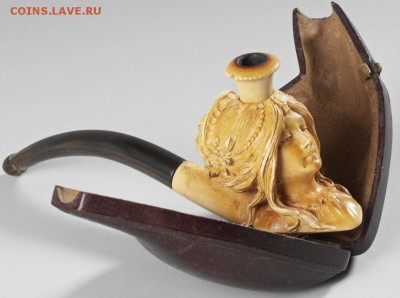 Дамская курительная трубка мундштук 19 в (кость) на оценку - МУНДШТУК