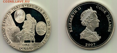 8 монет по 1$, Острова Кука 2007, до 22.00 15.10 - №241