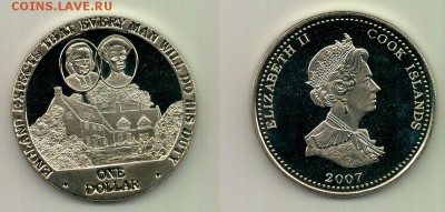 8 монет по 1$, Острова Кука 2007, до 22.00 15.10 - №243
