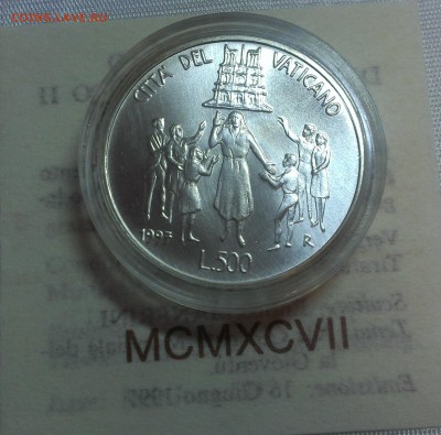 Ватикан 500 лир 1997 UNC (16.10) - IMAG2318