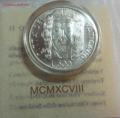 Ватикан 500 лир 1998 UNC (16.10) - IMAG2316